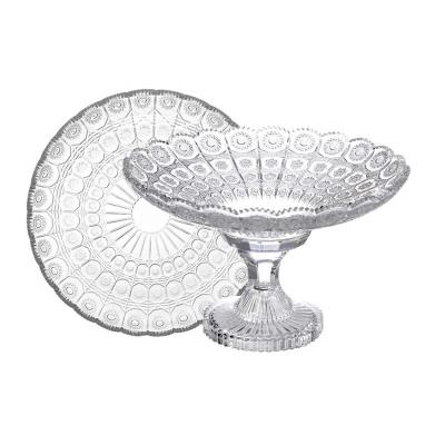 China 12 Inch Bohemia Style Table Decoration Fruit Dessert Dish Glass Cake Stand Stocked Dinner Plates Dish Dish for sale