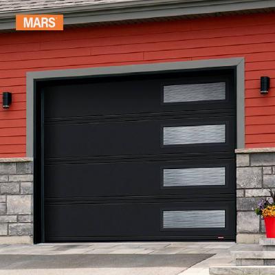 China High Quality Custom Aluminum Overhead Automatic Garage Black Glass Door 10x7 Mars New Windproof for sale