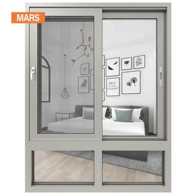 China High Quality Light Gray Soundproof Insulated Aluminum Glass Casement Mars Magnetic Screen Corner Windows With Double Glass for sale