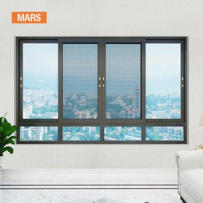 China Mars Magnetic High Quality Modern Balcony Screen Glass Aluminum Profile Double Glazed Sliding Windows With Grille Design for sale