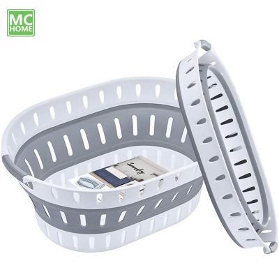 China Collapsible Collapsible Folding Laundry Basket With Carry Handles Plastic Clothes Washing Basket for sale