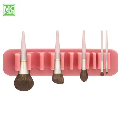 China Silicone Makeup Brush Holder Rack Organizer, Waterproof Nail Free Sticky Cosmetics Brushes Storage For Small Items Toothbrush Holder for sale