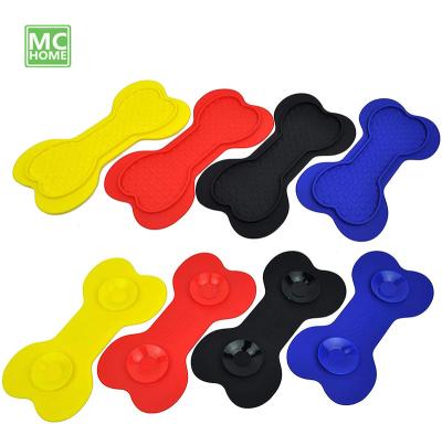 China Viable Silicone Lick Mat Bone Shaped With Strong Suction Cups For Dogs Lick Pad Distractor Mat for sale