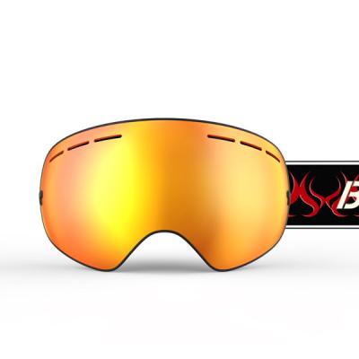 China Orange Mirror OTG Snowboarding Goggles , Reflective Snowboard Goggles For Glasses for sale