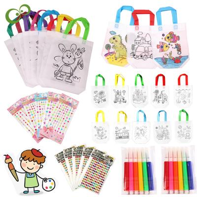 China Children's Puzzle DIY Painting Environmental Protection Graffiti Bag Kids Arts Handmade Non-woven Crafts Color Filling Drawing Toys for sale