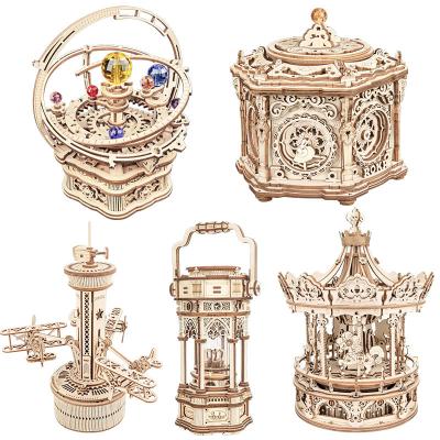 China For Birthdays 3D Music Box Puzzle Game Assembly Wooden Model Building Kits Toys For Children Kids Birthday Gifts for sale