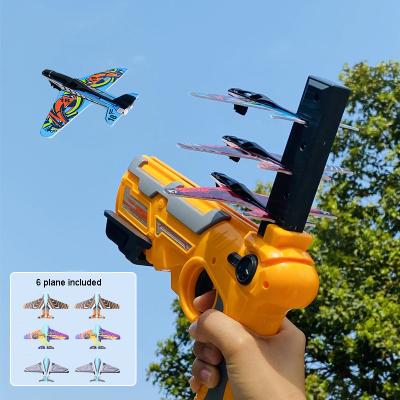 China Improve children's hand-eye coordination and thinking ability HOT! Airplane Launcher Bubble Catapult with 6 Small Flat Toy Funny Airplane Toys for Kids Flat Catapult Gun Shooting Game Gift for sale