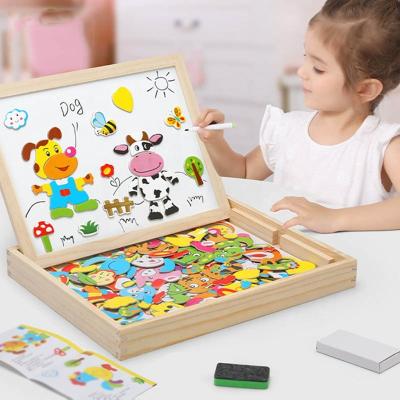 China Improve Children's Hand Eye Coordination And 100+Pcs Capacity Wooden Multifunctional Kids Animal Thinking Puzzle Writing Drawing Board Magnetic Blackboard Learning Education Toys For Children for sale