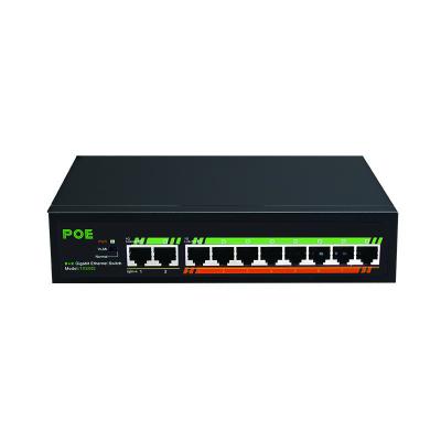 China 52V POE full gigabit 8+2 ports POE unmanaged network switch with LED indication for each port for sale