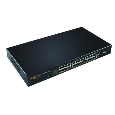 China POE 260W OEM/ODM POE Rack Type 100M 24GE + 2GE UP+1G SFP 24 Port POE Managed Switch for sale