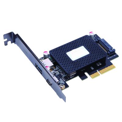 China PCBA+ Metal 10Gbps PCI Express to USB 3.1 Hub Gen2 Type A and Type C 2-Port PCIe Expansion Adapter Card for Windows 7/8/8.1/10/Linux for sale