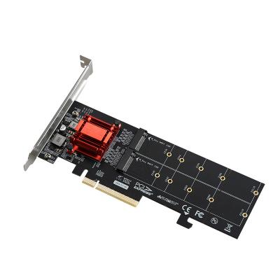 China PCBA + Metal Dual M Main Nvme M2 To Pcie 3.1 x8 Converter Expansion Riser Board With Aluminum Heatsink for sale