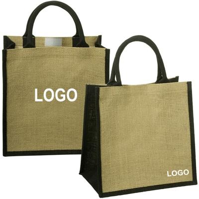 China Eco Friendly Custom Made Eco Friendly Custom Colored Printed 100% Biodegradable Jute Jute Fabric Customer Tote Bag for sale