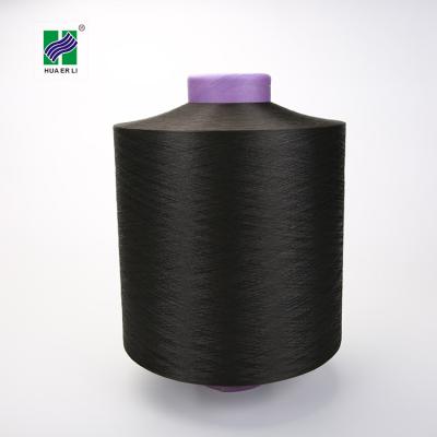 China Anti-Bacteria Polyester Yarn DTY 150D/288F, Semi Dull, Dope Dyed Black Microfiber Yarn for sale