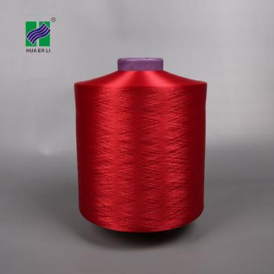 China Anti-bacteria DTY 75D/36F NIM 100% Polyester Yarn Dope Dyed Red Color for sale