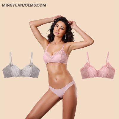 China Breathable Free Custom Sexy Sheer Bag Lace Underwear Lingeries Wireless Underwear For Women Ladies Sexy Bra for sale