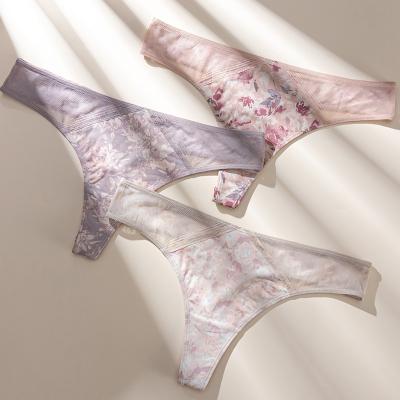 China Factory Wholesale Breathable Floral Panties OEM/ODM Sexy Thongs For Women Printed Underwear For Ladies for sale