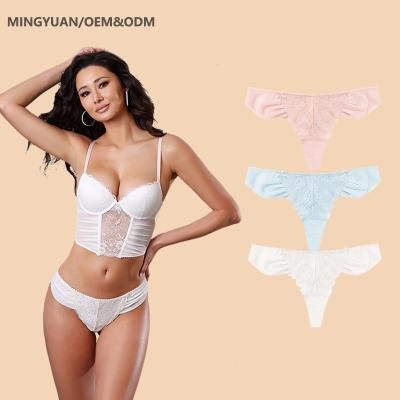 China OEM Factory Beautiful Breathable Thong Panties French Lace Panties For Women Sexy Lace LingerieLadies Sexy Thong for sale