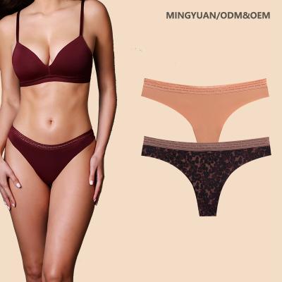 China ODM&OEM Breathable Leopard Print T-back Laser Cut One-Piece Seamless Thong Women's Panties For Women for sale