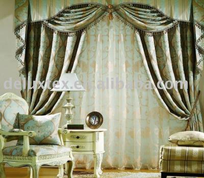 China Royal Dubai Interior Design Anti-Static Upholstery Jacquard Window Curtain Fabric for sale