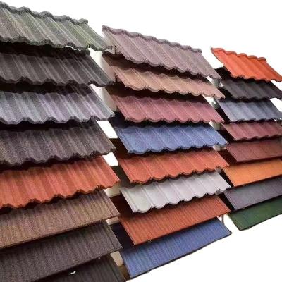 China Colored stone coating High Quality Materiales De Construction Stone Coated Metal Roof Tiles Roofing Sheet Roman Tile for sale