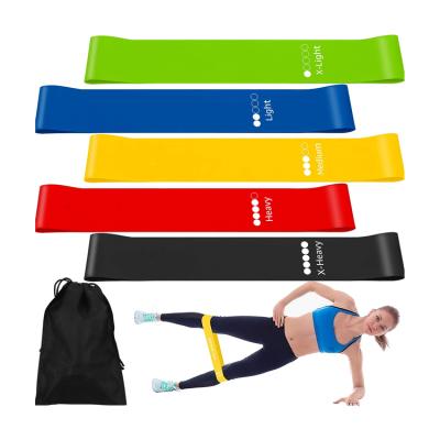 China Durable Hot Selling 5 Pieces Package Mini Loop Band Fitness Stretch Resistance Training Bands Set for sale