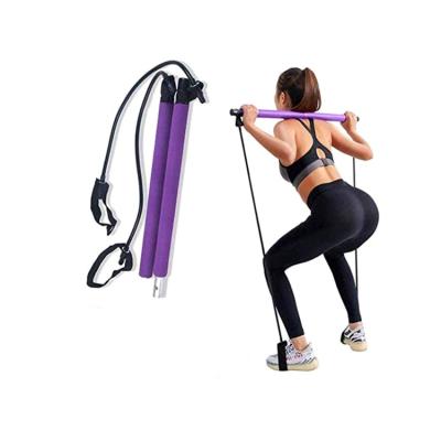 China Foam+Steel+ latex custom logo adjustable size pilates stick with resistance band lower price pilates stick for sale