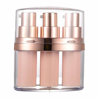 China BEAUTY PACK Matt Color Luxury 15Ml Plastic Portable Travel Bottle Empty Rose Gold Pink Serum Luxury Bottles Set For Skin Care Products for sale