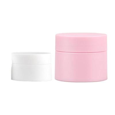 China Cosmetic In Stock Double Wall PP Plastic Lotion Frosted White Luxury Empty Round Cosmetic Cream Jar 15G for sale