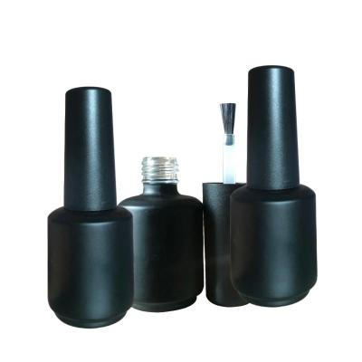 China Personal Care In Stock Cosmetic Packaging Design Luxury Caps Brush Glass Empty 15Ml UV Gel Nail Polish Black Bottle for sale