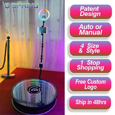 China Full Metal/RGB LED Glass Photobooth 2022 USA Warehouse 360 ​​Video Portable Photo Booth Auto Rotate Led Light For 360 Photo Booth Glass Background Clearly for sale