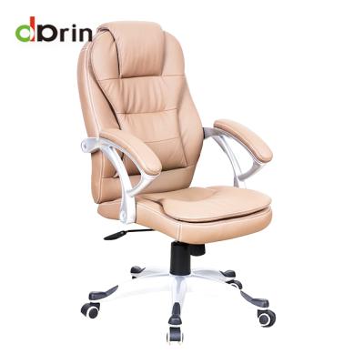 China Executive Hot Sale Brown High Back Leather Office Chair Price With Nylon Armrest for sale