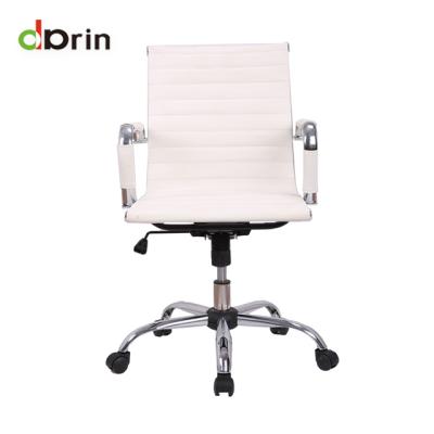 China Executive Chair Director PU Executive Office Medium Back White Leather Swivel Chair For Sale for sale