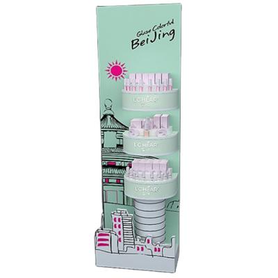 China Morden Cardboard Lipsticks Stand Up Cardboard Retail Cosmetics Floor Display For Retail for sale