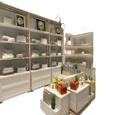 China Stylish Bags Display Interior Design Cabinet Store Wooden Clothes Showcases Cabinets For Store for sale