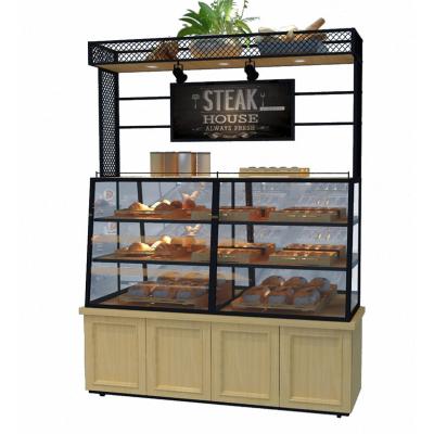 China Custom Wooden Morden Bread Display Rack Bakery Display Bread Display Racks for sale