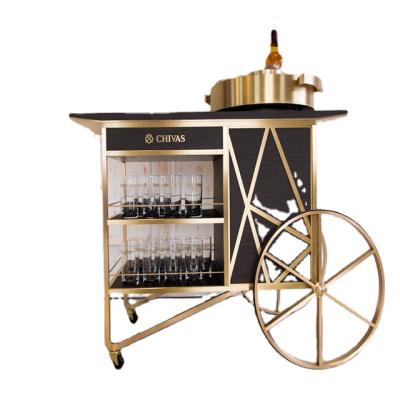 China Best Shopping Mall Bar Banquet Cart Liquor Display Rack Trolley Water Display Rack Wine Display Rack Carts for sale