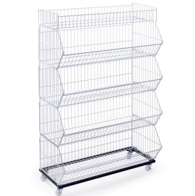 China Universal Shelves Supermarket Snack Basket Shelves Floor Booth Display Stand For Store for sale