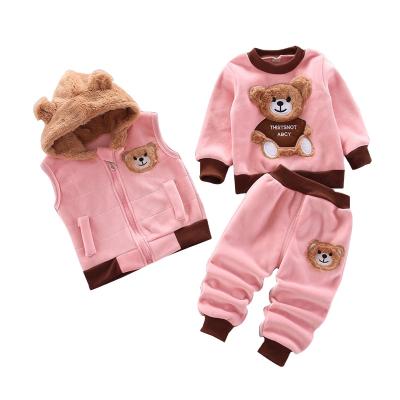 China Casual Three Piece Children's Costume with Plush and Thickened Bear for Girls for sale