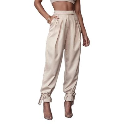 China New Anti-wrinkle Spring/Summer 2021 High-waisted Belted Pants With Small Legs for sale