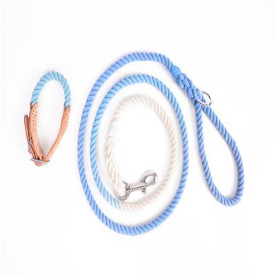 China DETACHED Ombre Rope Dog Leash Braided Durable Strong Pure Cotton Rope Dog Collar Quality Material & Cotton Durable for sale