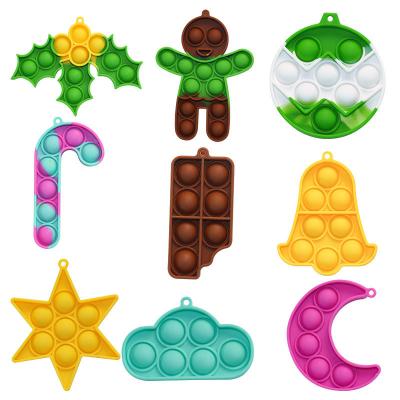 China Best Selling Wiggle Relaxing Squeeze Color 9 Piece Silicone Children's Toy Christmas Hanger Set HY61 for sale