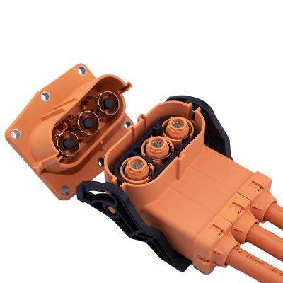 China Three-Core Power Leaning Plug High Pressure Connector PA66 Waterproof Energy Storage Connector Through Hole for sale