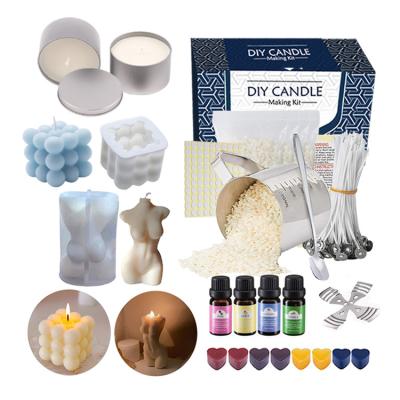 China Ideal Gift Set Wholesale Diy Kit Candle Mold Bubble Flakes Wax Soy Wax Luxury Scented Candle Making Accessories Supplies Set Tool for sale