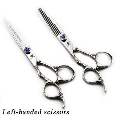 China Cutting Scissors 6 Inch New Fashion Beauty Design Barber Scissors Left Handed Flat Scissors Rose Silver Handle Teeth Scissors for sale