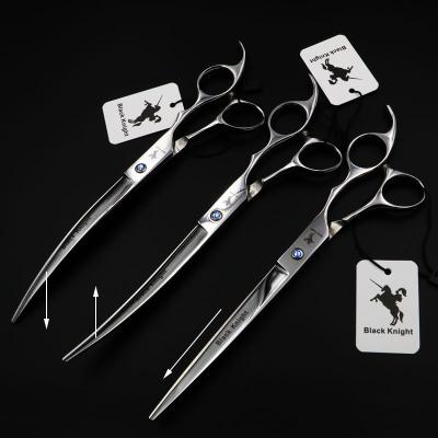 China Stocked 8 Inch Pet Grooming Scissors Straight/Curved Cat Hair Cutting Shears Kit Tesoura Para Dog Hair Shears for sale