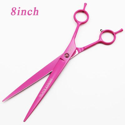 China 8 Inch Pet Grooming Scissors Dog Cat Cutting Shears Kit Tesoura Para Stocked Straight Hair Shears Pink Paint for sale