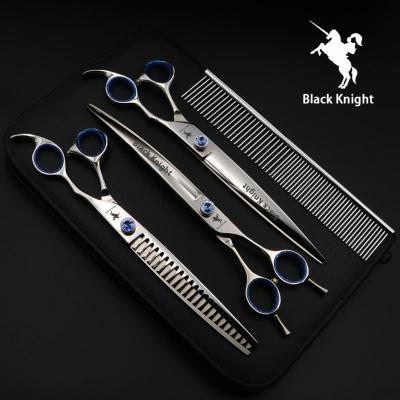 China Stocked 8 Inch Pet Grooming Scissors Set Straight Curved Cat Hair Thinning Shears Kit Tesoura Para Dog Hair Thinning Shears for sale