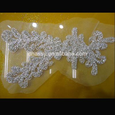 China New Design Flatback Mesh Rhinestone Applique For Wedding Dress DH-668 for sale