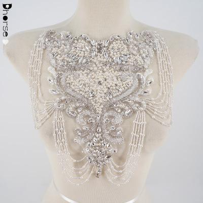 China Flatback Luxury Hand Bodice Beaded Rhinestone Applique for sale